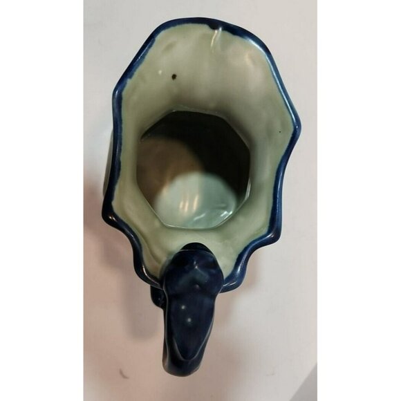 Vtg Victoria Ware Octagonal 1920's  Ironstone Blue Pitcher 7" Tall by 8" Wide - Picture 9 of 13